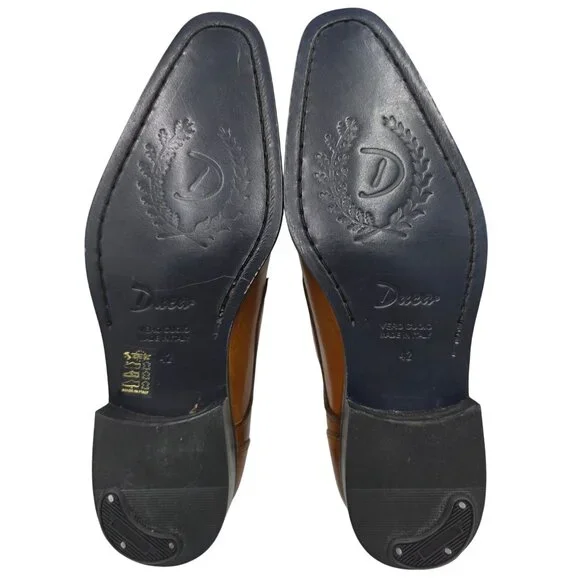 NEW Duca Italy Mens size 9 Burnished Brown Leather Plain-toe Derby Oxfords 42EU - Picture 3 of 14